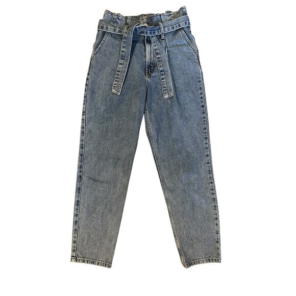 Topshop Paperbag High Waisted Belted Mom Jeans Size W26 L30 90s/Y2KDenim Retro - Picture 2 of 13
